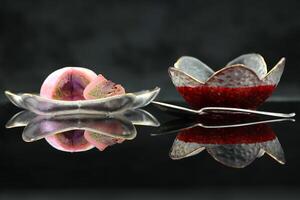Color japanese sweets daifuku mochi with jam photo