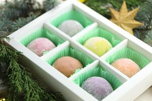 Color japanese sweets daifuku mochi photo