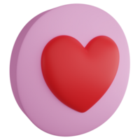 Heart button clipart flat design icon isolated on transparent background, 3D render Valentine concept png