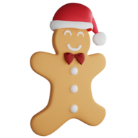 Gingerbread man clipart flat design icon isolated on transparent background, 3D render Christmas and New year concept png