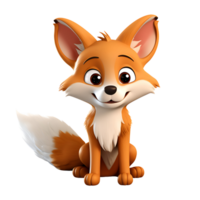 AI generated 3D Cartoon Fox Illustration Logo No Background Perfect for Print on Demand png