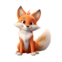 AI generated 3D Cartoon Fox Illustration Logo No Background Perfect for Print on Demand png