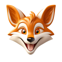 AI generated 3D Cartoon Fox Illustration Logo No Background Perfect for Print on Demand png