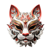 AI generated Japanese Animal Style Kabuki Mask Cool Artistic Mask No Background png