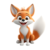 AI generated 3D Cartoon Fox Illustration Logo No Background Perfect for Print on Demand png