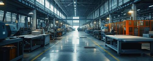 AI generated Exploring Robotic Process Automation in Large-Scale Factories, Revolutionizing Efficiency with Advanced Robotics and Afternoon Light Illumination for Optimal Operation photo