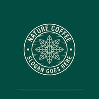 Clásico naturaleza café logo insignia, comida y bebidas vector ilustración con línea Arte estilo