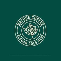 naturaleza café logo insignia, comida y bebidas vector ilustración con línea Arte estilo