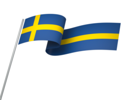 Sweden flag element design national independence day banner ribbon png