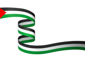 Palestine flag element design national independence day banner ribbon png