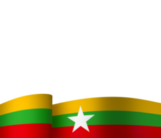 Myanmar flag element design national independence day banner ribbon png