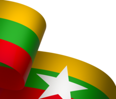 Myanmar flag element design national independence day banner ribbon png