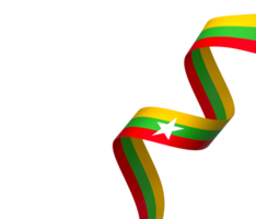 Myanmar flag element design national independence day banner ribbon png