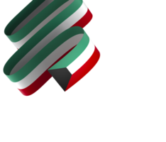 Kuwait flag element design national independence day banner ribbon png