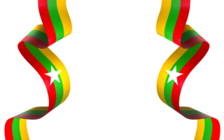 Myanmar flag element design national independence day banner ribbon png