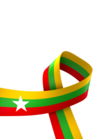 Myanmar flag element design national independence day banner ribbon png