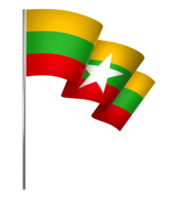 Myanmar flag element design national independence day banner ribbon png