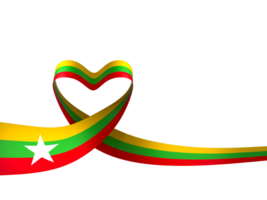 Myanmar flag element design national independence day banner ribbon png