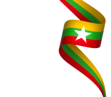 Myanmar flag element design national independence day banner ribbon png