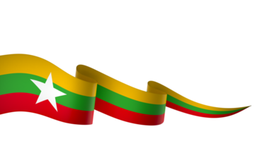 Myanmar flag element design national independence day banner ribbon png