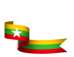 Myanmar flag element design national independence day banner ribbon png