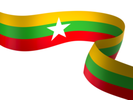 Myanmar flag element design national independence day banner ribbon png