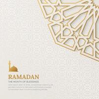 Ramadán kareem ornamental saludo tarjeta con Arábica modelo y decorativo marco vector