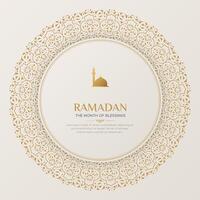 Ramadan Kareem luxury ornamental greeting card with decorative border frame vector