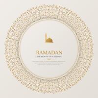 Ramadan Kareem luxury ornamental greeting card with decorative border frame vector