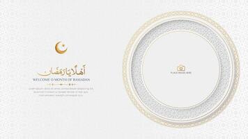 Ramadan Kareem elegant social media post background with Islamic pattern and photo frame vector