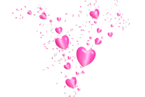 heart pink 3D shaped with confetti transparent background png