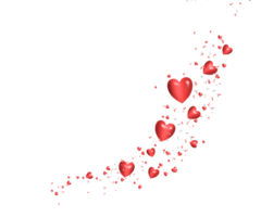 coeur rouge en forme de 3d avec fond transparent de confettis png