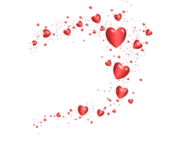 heart red 3D shaped with confetti transparent background png