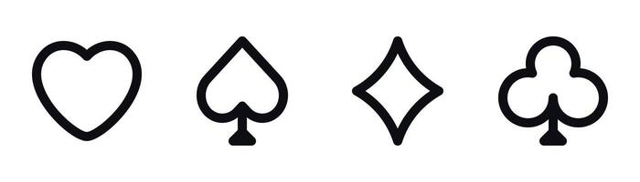 póker icono conjunto - jugando tarjetas, papas fritas, distribuidor, y juego símbolos vector