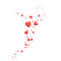 coeur rouge en forme de 3d avec fond transparent de confettis png