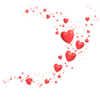 heart red 3D shaped with confetti transparent background png