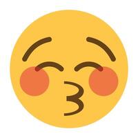 Kissing face with closed eyes emoji icon vector