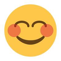 tímido sonriente cara emoji icono vector