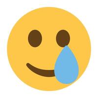 Slightly smiling face with tears emoji icon vector