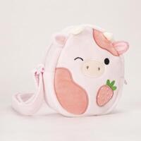 rossbody Unicorn Messenger Children Bag Storage Wallet Handbag Purse baby girls isolated on a white background. zippered and shoulder straps. canvas school backpack. top view. photo
