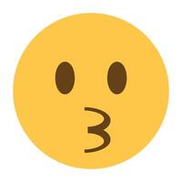 Kissing face emoji icon vector