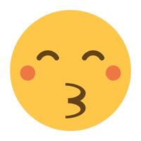 Kissing face with closed eyes emoji icon vector