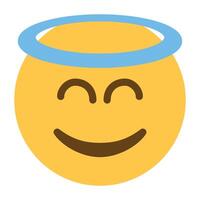 Smiling face with halo emoji icon vector