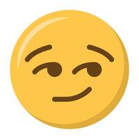 Smirking face emoji icon vector