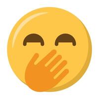 Hand over mouth emoji icon vector