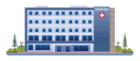 Public hospital building vector illustration. Medical clinic isolated on white background