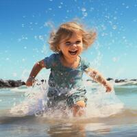 AI Generated child bathing in sea photo