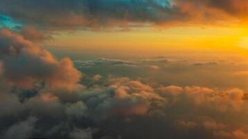 Clouds over sea in sunset colors photo