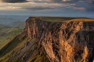 Plateau Bermamyt and hills at sunset photo