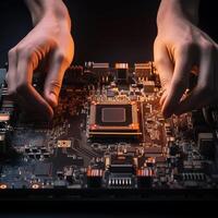 AI Generated Installing central processor unit into motherboard photo